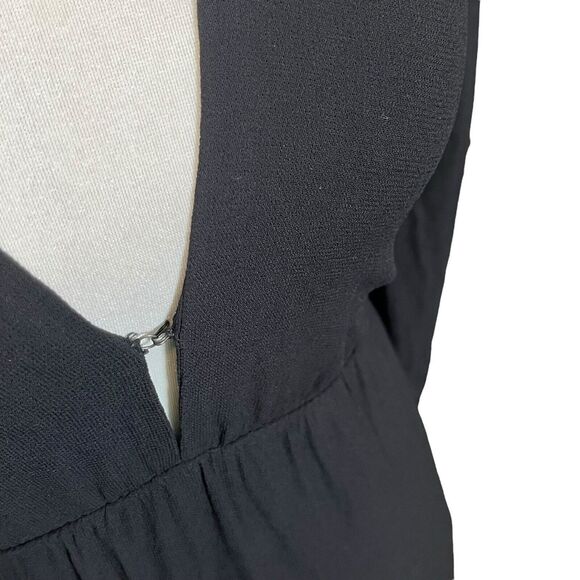 Reformation Black V Neck Midi Dress Women’s Size 0 Long Sleeve Plunge Minimal - Picture 8 of 11